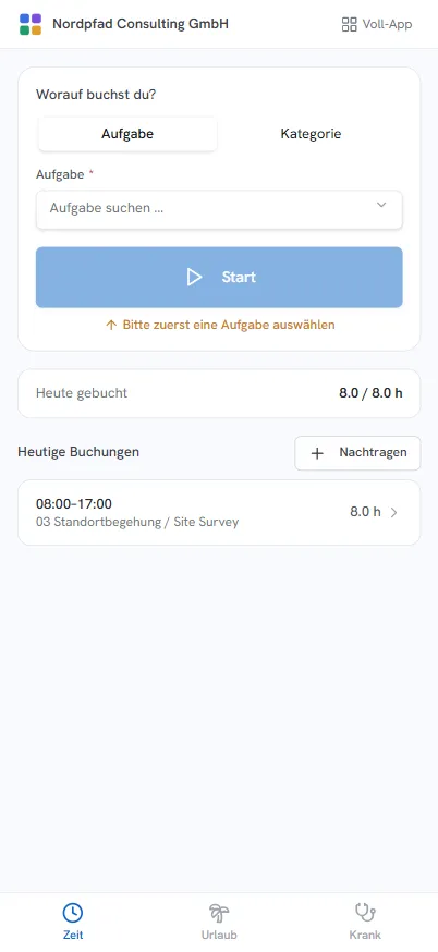 Zeiterfassung für unterwegs.